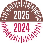 Keuringssticker met 2 jaartallen, 25 mm, 21 stuks vel 2025/2024