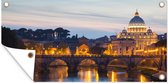 Wanddecoratie buiten Rome - Brug - Stad - 160x80 cm - Tuindoek - Buitenposter