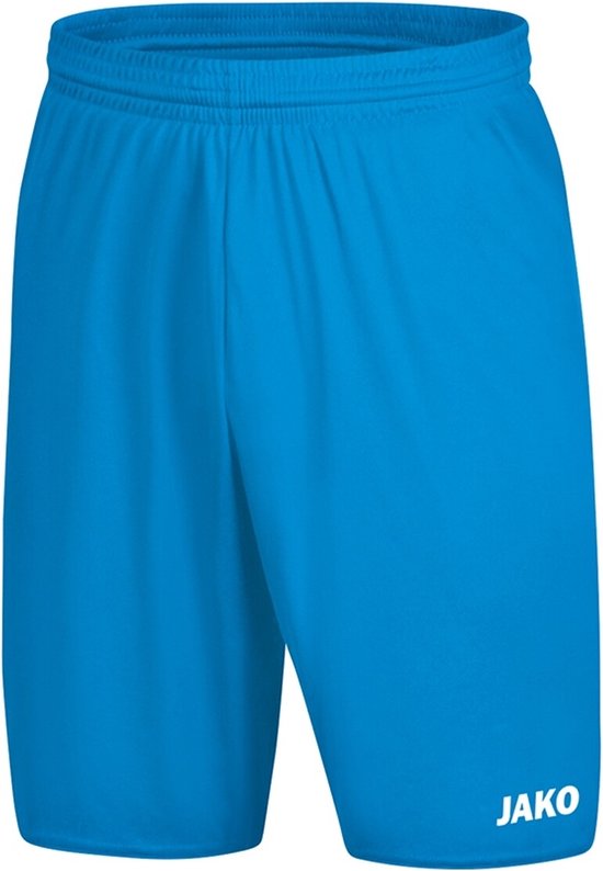 Short de sport bleu Jako avec ceinture élastique et logo Jako sur l'ourlet.