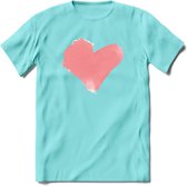 Valentijn Pastel waterverf Hart T-Shirt | Grappig Valentijnsdag Cadeautje voor Hem en Haar | Dames - Heren - Unisex | Kleding Cadeau | - Licht Blauw - L