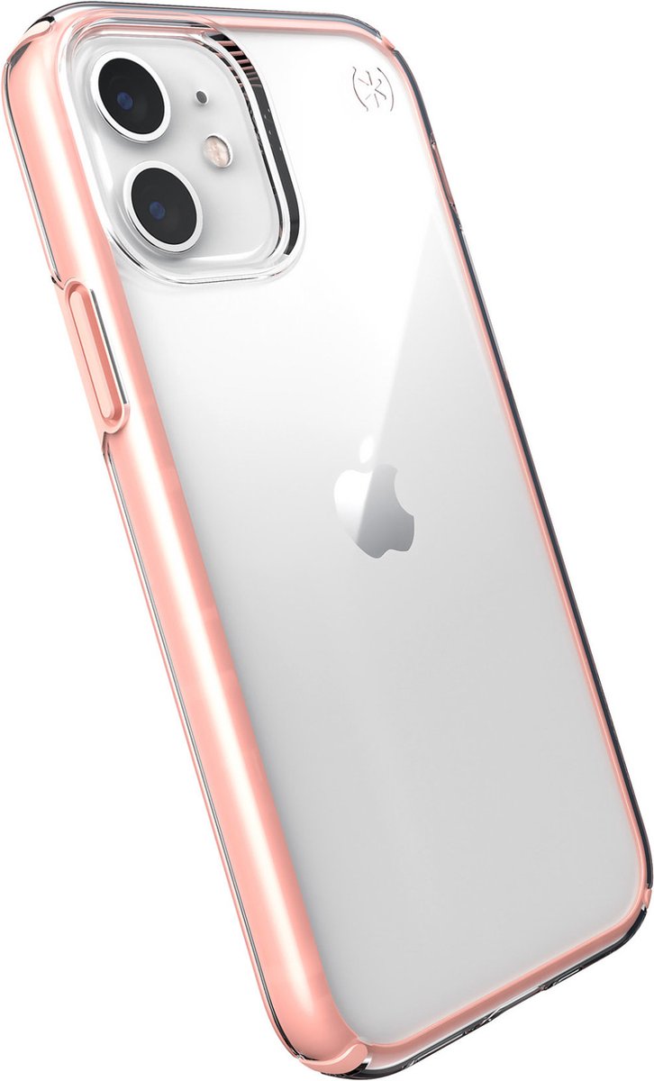 Apple iPhone 12 Hoesje - Speck - Presidio Perfect Clear Serie - Hard Kunststof Backcover - Clear / Rosy Pink - Hoesje Geschikt Voor Apple iPhone 12
