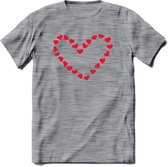 Valentijn Hart T-Shirt | Grappig Valentijnsdag Cadeautje voor Hem en Haar | Dames - Heren - Unisex | Kleding Cadeau | - Donker Grijs - Gemaleerd - 3XL