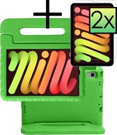 Hoesje Geschikt voor iPad Mini 6 Hoesje Kinderhoes Shockproof Hoes Kids Case Met 2x Screenprotector - Groen.