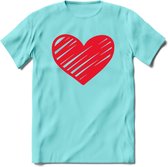 Valentijn Hart T-Shirt | Grappig Valentijnsdag Cadeautje voor Hem en Haar | Dames - Heren - Unisex | Kleding Cadeau | - Licht Blauw - XXL