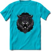 Tijger - Dieren Mandala T-Shirt | Paars | Grappig Verjaardag Zentangle Dierenkop Cadeau Shirt | Dames - Heren - Unisex | Wildlife Tshirt Kleding Kado | - Blauw - S