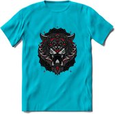 Tijger - Dieren Mandala T-Shirt | Rood | Grappig Verjaardag Zentangle Dierenkop Cadeau Shirt | Dames - Heren - Unisex | Wildlife Tshirt Kleding Kado | - Blauw - L