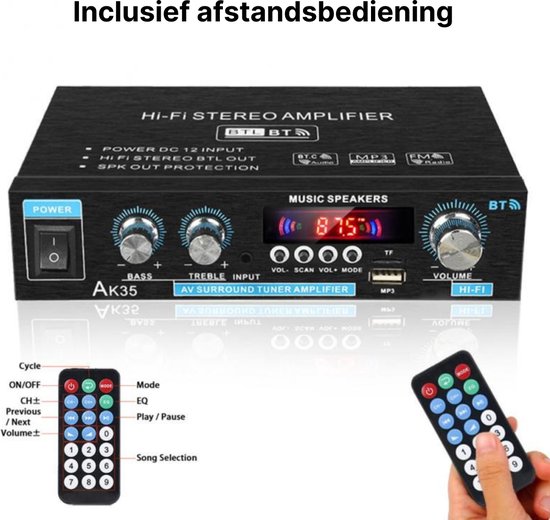 HIFI Bluetooth Power Amplifier - 400W - Versterker - Stereo Versterker - Mediaspeler — afbeelding 5