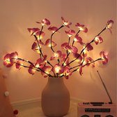 van Dam Exclusive® Orchidee lamp - led lampjes - 73 cm hoog - 1 grote tak met 6 vertakkingen - Roze