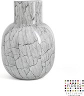Design vaas Palermo medium - Fidrio CEMENT GREY - glas, mondgeblazen bloemenvaas - diameter 9 cm hoogte 25 cm