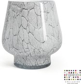 Design vaas Milano large - Fidrio CEMENT GREY - glas, mondgeblazen bloemenvaas - diameter 18 cm hoogte 28 cm