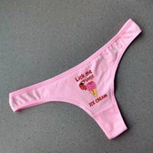 Roze string 'lick me until ice cream' - Pink thong 'lick me until ice cream' - Size L - Funny thong - grappige string