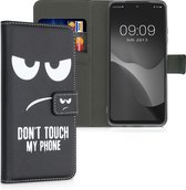 kwmobile telefoonhoesje voor Xiaomi Mi 10T Lite - Hoesje met pasjeshouder in wit / zwart - Don't Touch My Phone design