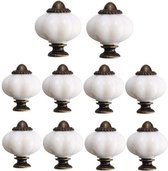 Set van 10 stuks 30mm trekgreep - vintage pompoen kastgreep - pull-greep - keramische deurknoppen - witte kastknoppen - ladegrepen - meubelgrepen -voor interieur, keuken, badkamer - wit - 30 