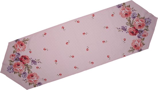 Clayre & Eef Nappe 100x100 cm Rose Violet Coton Carré Roses