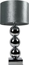 Luxe Bollamp - Zilver - Tafellamp - 3 Bollen - Vierkante Voet - Met velvet kap - Eric Kuster stijl