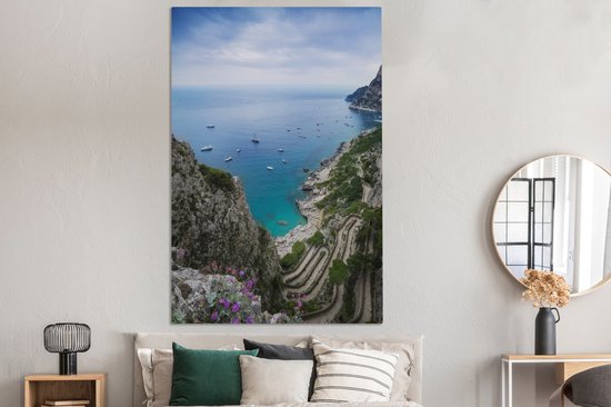 Toile Peinture Via Krupp sur l'île de Capri - 120x180 cm - Décoration murale XXL
