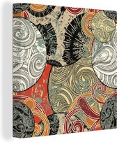 Canvas Schilderij Abstract patroon van met golven in Japanse stijl - 90x90 cm - Wanddecoratie