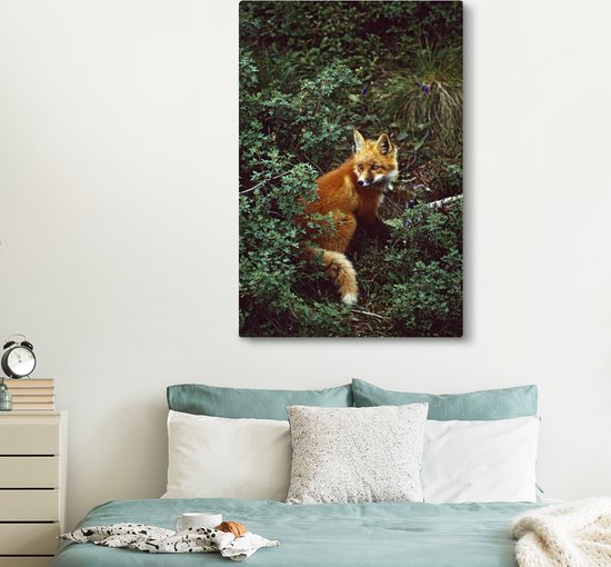 Toile Peinture Renard - Nature - Forêt - 120x180 cm - Décoration murale XXL
