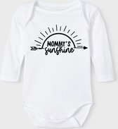 Baby Rompertje met tekst 'Mommy's sunshine' |Lange mouw l | wit zwart | maat 50/56 | cadeau | Kraamcadeau | Kraamkado