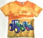 S&C Tractor/Trekker T-shirt H61 - Oranje - John Deere + Fendt - Maat 98/104