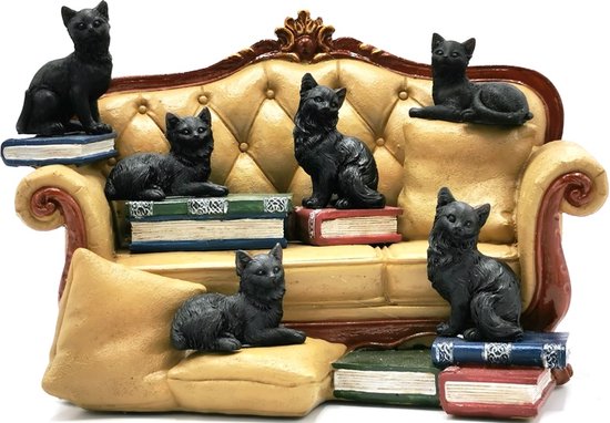 Black Cat World - Zwarte Katten op de Sofa - Decoratief ornament/beeld