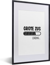 Cadre photo avec affiche - Grande soeur - Citations - Je vais être une grande soeur - Proverbes - Soeur - 40x60 cm - Cadre pour affiche