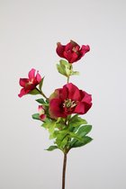 Kunstbloem - Helleborus - topkwaliteit decoratie - 2 stuks - zijden bloem - rood - 64 cm hoog