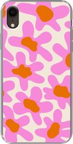 Geschikt voor iPhone XR hoesje - Bloem - Roze - Patronen - Siliconen Telefoonhoesje - Verjaardag cadeau tiener