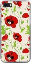 Geschikt voor iPhone SE 2020 hoesje - Bloemen - Klaproos - Patroon - Siliconen Telefoonhoesje
