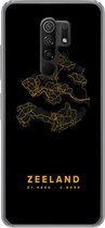 Geschikt voor Xiaomi Redmi 9 hoesje - Zeeland - Nederland - Zwart - Goud - Siliconen Telefoonhoesje