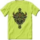 Bizon - Dieren Mandala T-Shirt | Oranje | Grappig Verjaardag Zentangle Dierenkop Cadeau Shirt | Dames - Heren - Unisex | Wildlife Tshirt Kleding Kado | - Groen - XXL