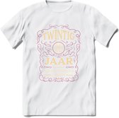 20 Jaar Legendarisch Gerijpt T-Shirt | Oud Roze - Ivoor | Grappig Verjaardag en Feest Cadeau Shirt | Dames - Heren - Unisex | Tshirt Kleding Kado | - Wit - XL