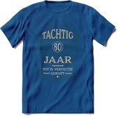 80 Jaar Legendarisch Gerijpt T-Shirt | Mos - Ivoor | Grappig Verjaardag en Feest Cadeau Shirt | Dames - Heren - Unisex | Tshirt Kleding Kado | - Donker Blauw - XXL