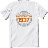 1937 Limited Edition Ring T-Shirt | Zilver - Goud | Grappig Verjaardag en Feest Cadeau Shirt | Dames - Heren - Unisex | Tshirt Kleding Kado | - Wit - S