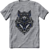 Vos - Dieren Mandala T-Shirt | Donkerblauw | Grappig Verjaardag Zentangle Dierenkop Cadeau Shirt | Dames - Heren - Unisex | Wildlife Tshirt Kleding Kado | - Donker Grijs - Gemaleer