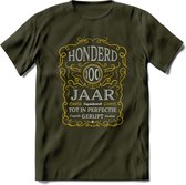 100 Jaar Legendarisch Gerijpt T-Shirt | Geel - Grijs | Grappig Verjaardag en Feest Cadeau Shirt | Dames - Heren - Unisex | Tshirt Kleding Kado | - Leger Groen - XXL