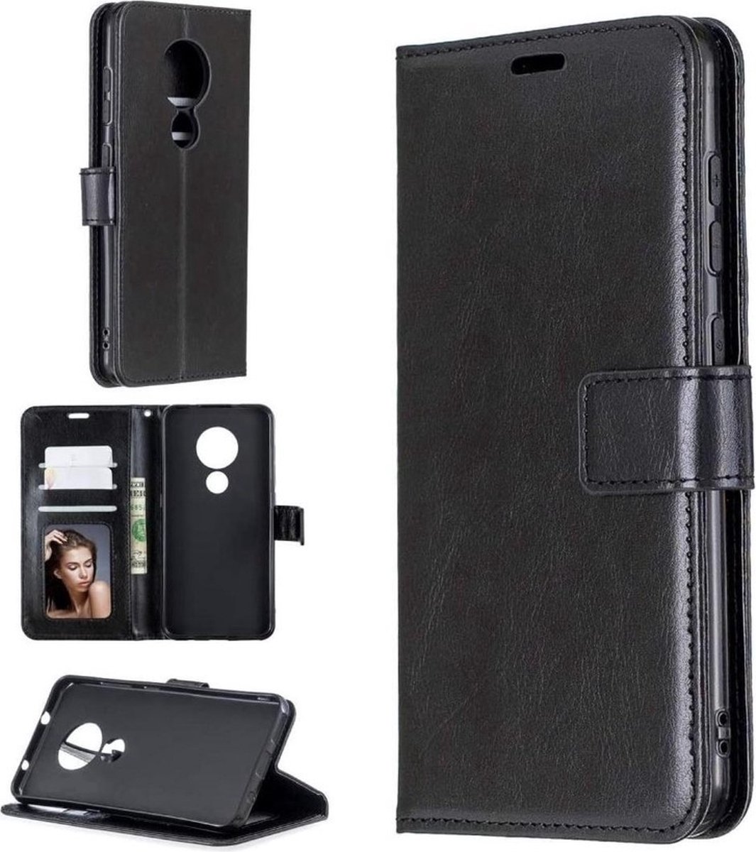 LuxeBass Hoesje geschikt voor Nokia 3.4 - Bookcase Zwart - portemonnee hoesje - telefoonhoes - gsm hoes - telefoonhoesjes
