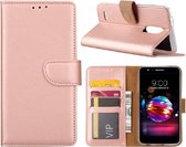 LuxeBass Hoesje geschikt voor LG K10 (2018) - Bookcase Rose Goud - portemonee hoesje - telefoonhoes - gsm hoes - telefoonhoesjes
