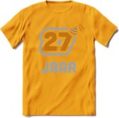 27 Jaar Feest T-Shirt | Goud - Zilver | Grappig Verjaardag Cadeau Shirt | Dames - Heren - Unisex | Tshirt Kleding Kado | - Geel - XXL