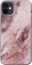Geschikt voor iPhone 12 mini hoesje - Natuursteen - Roze - Luxe - Siliconen Telefoonhoesje