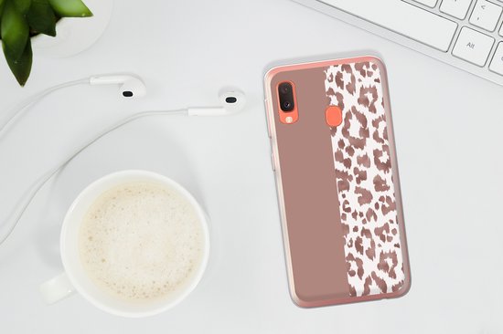 Coque Samsung Galaxy A20e - Animal Print - Rose - Animaux - Coque de téléphone en Siliconen