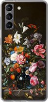 Geschikt voor Samsung Galaxy S21 hoesje - Vaas met bloemen - Jan Davidsz de Heem - Kunst - Siliconen Telefoonhoesje