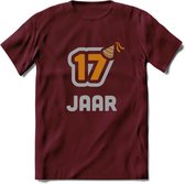 17 Jaar Feest T-Shirt | Goud - Zilver | Grappig Verjaardag Cadeau Shirt | Dames - Heren - Unisex | Tshirt Kleding Kado | - Burgundy - XL