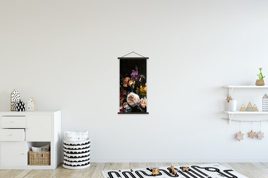 Porte-affiche avec affiche - Affiche scolaire - Bloem - Roses - Motifs - 40x80 cm - Lattes noires