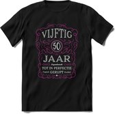 50 Jaar Legendarisch Gerijpt T-Shirt | Roze - Grijs | Grappig Verjaardag en Feest Cadeau Shirt | Dames - Heren - Unisex | Tshirt Kleding Kado | - Zwart - XXL