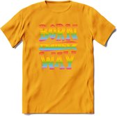 Born This Way | Pride T-Shirt | Grappig LHBTIQ+ / LGBTQ / Gay / Homo / Lesbi Cadeau Shirt | Dames - Heren - Unisex | Tshirt Kleding Kado | - Geel - XXL