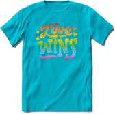 Love Wins | Pride T-Shirt | Grappig LHBTIQ+ / LGBTQ / Gay / Homo / Lesbi Cadeau Shirt | Dames - Heren - Unisex | Tshirt Kleding Kado | - Blauw - S