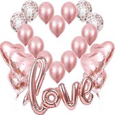 Rosegold Love Balloon XXL Folieballon Rose Gold Hartfolieballon Helium en Confetti Ballon, Romantische Deco, Decoratie voor Romantische Atmosfeer, Huwelijksaanzoek, Valentijnsdag e