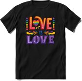 Love Is Love | Pride T-Shirt | Grappig LHBTIQ+ / LGBTQ / Gay / Homo / Lesbi Cadeau Shirt | Dames - Heren - Unisex | Tshirt Kleding Kado | - Zwart - XL