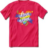 Love Is Love | Pride T-Shirt | Grappig LHBTIQ+ / LGBTQ / Gay / Homo / Lesbi Cadeau Shirt | Dames - Heren - Unisex | Tshirt Kleding Kado | - Roze - S